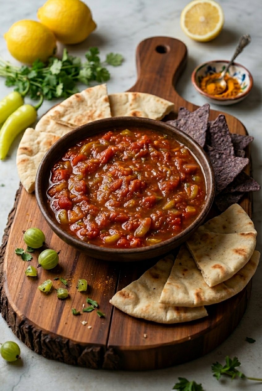 The Fiery Dip with sweet potato chips