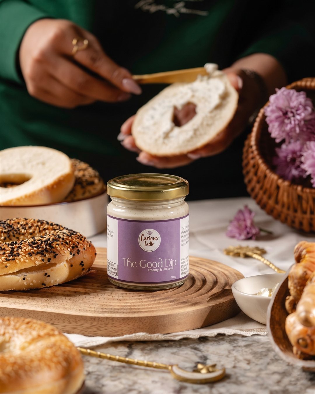 The Good Dip with toasted bagels